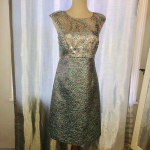 Blue metallic Mother Bride Kay Unger dress jacket